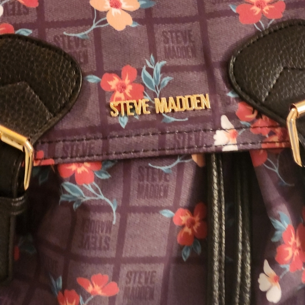 NWT ❗️ Steve Madden black multicolor floral bsolly backpack large travel orginaz - Picture 9 of 11